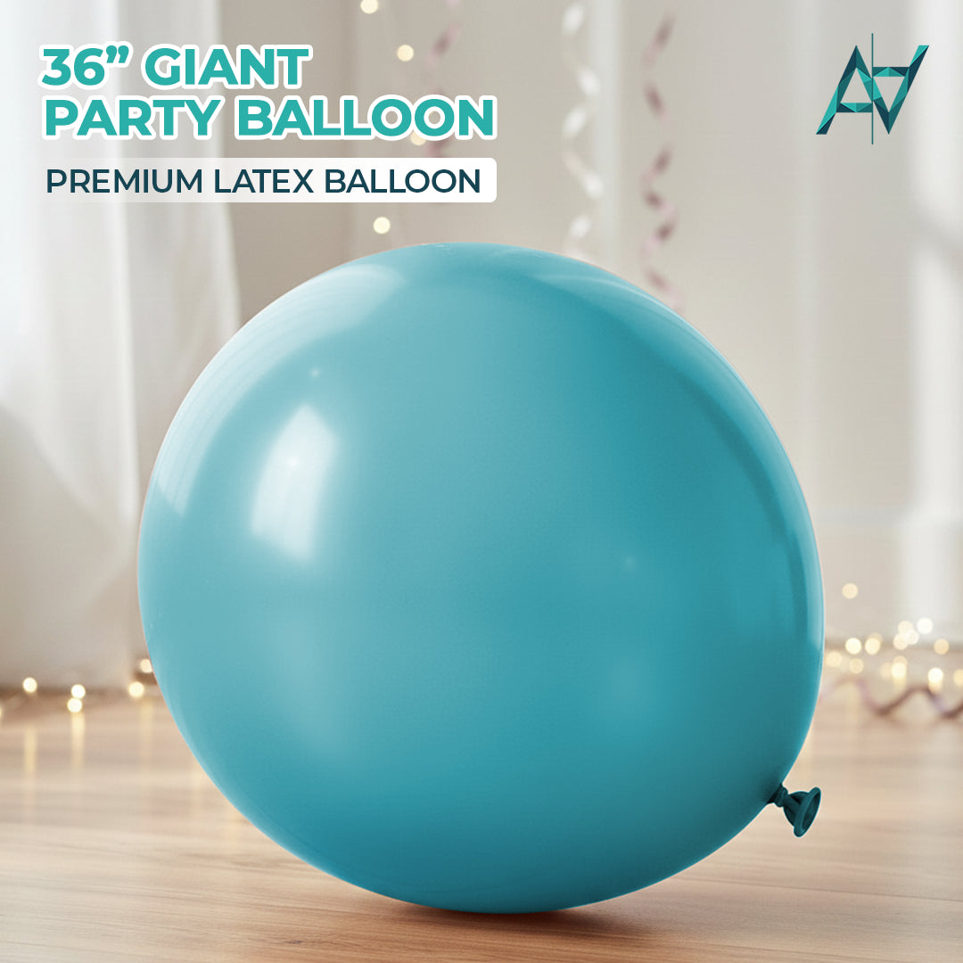 Lake Blue Giant Latex Balloon – 36 inch Oversized Party Balloon for Decor & Photos - Aliakbardecoration