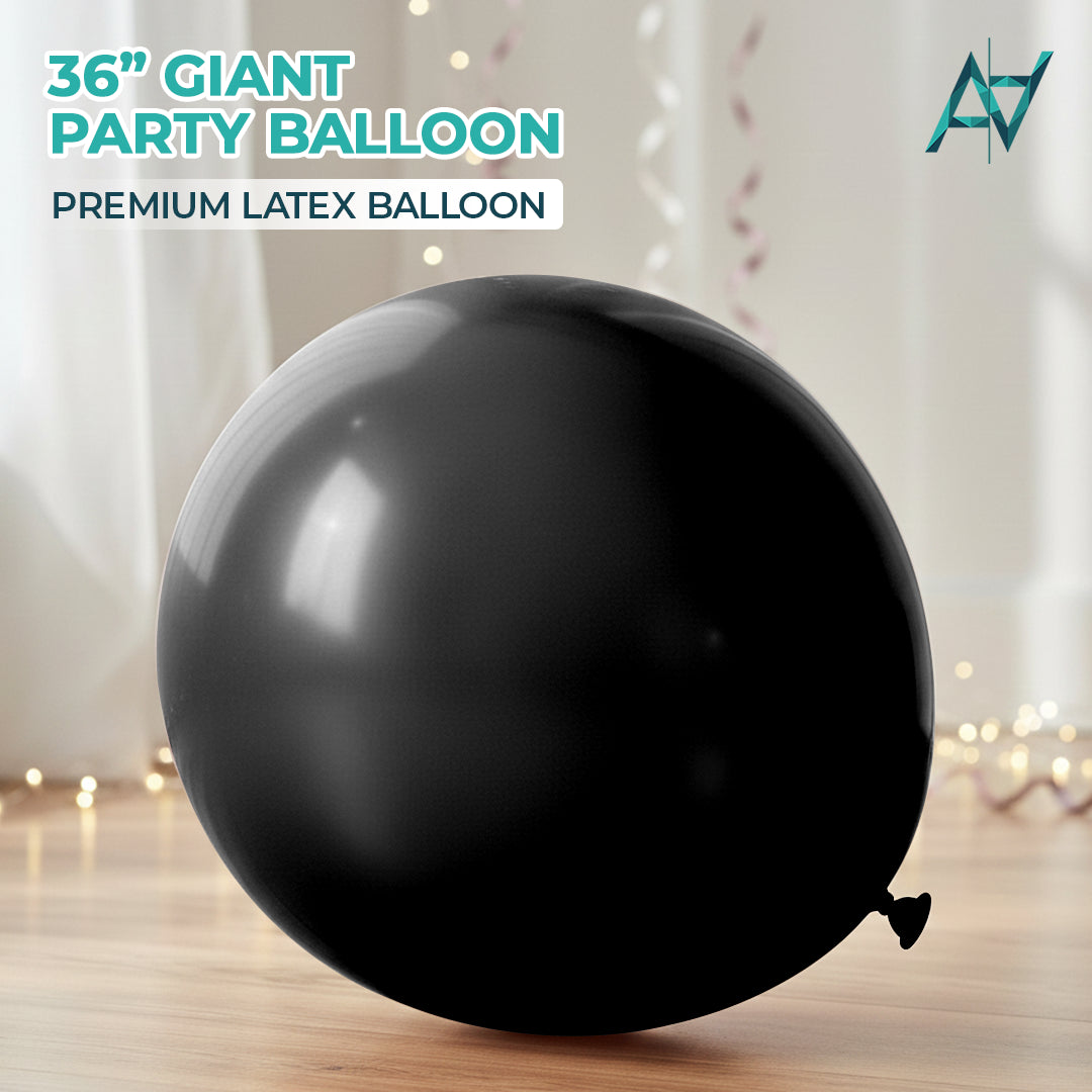 Black Giant Latex Balloon – 36 inch Oversized Party Balloon for Decor & Photos - Aliakbardecoration