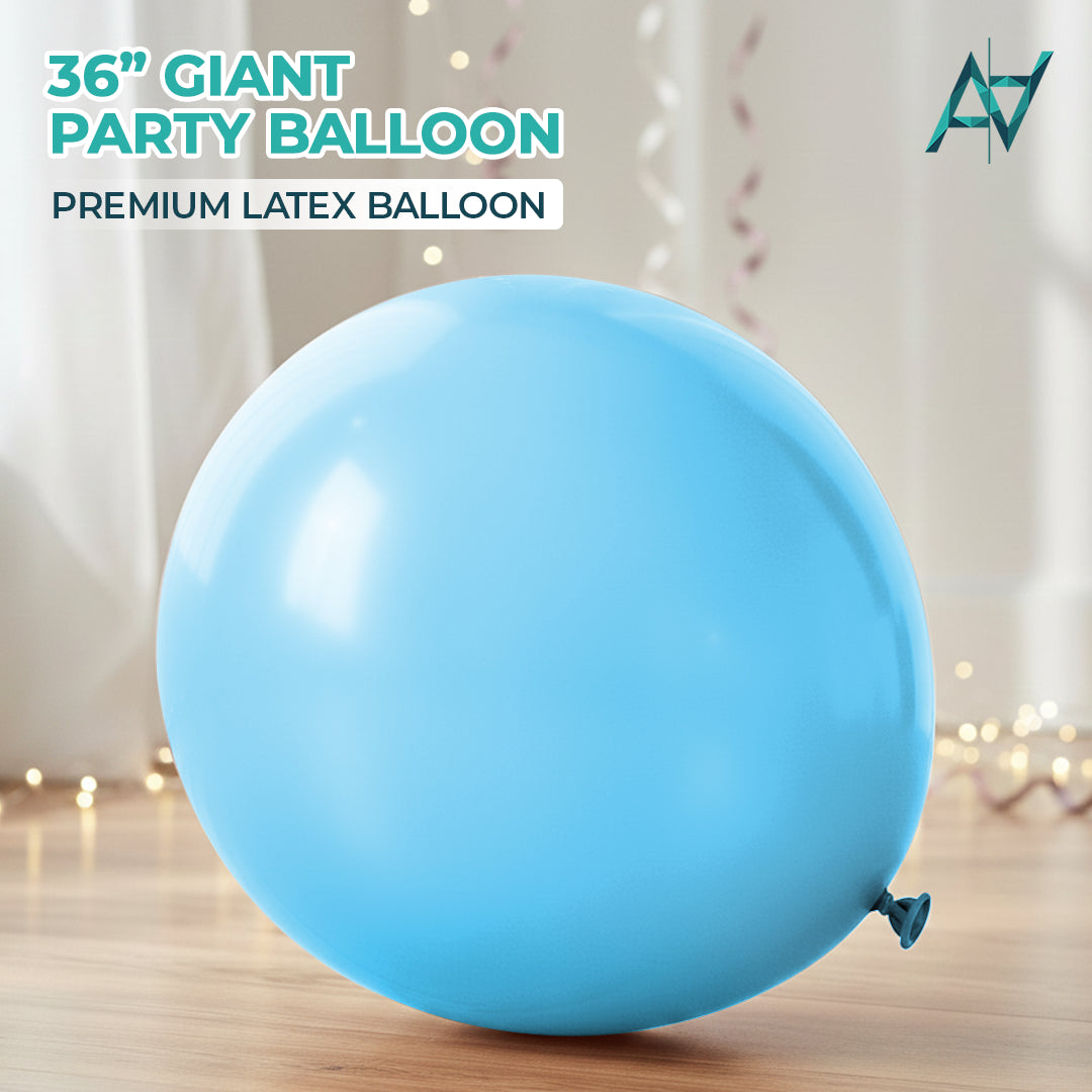 Light Blue Giant Latex Balloon – 36 inch Oversized Party Balloon for Decor & Photos - Aliakbardecoration