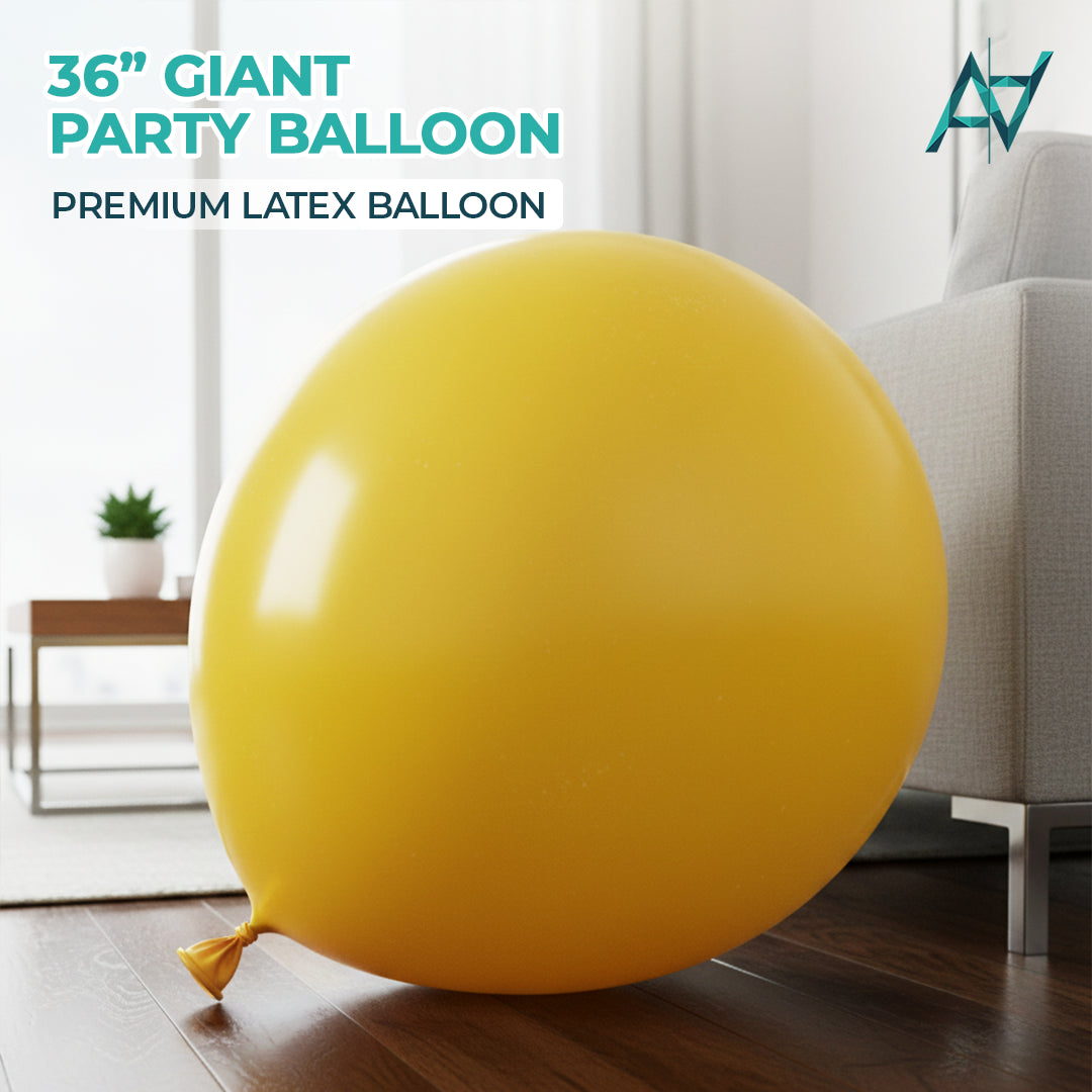 Yellow Giant Latex Balloon – 36 inch Oversized Party Balloon for Decor & Photos - Aliakbardecoration