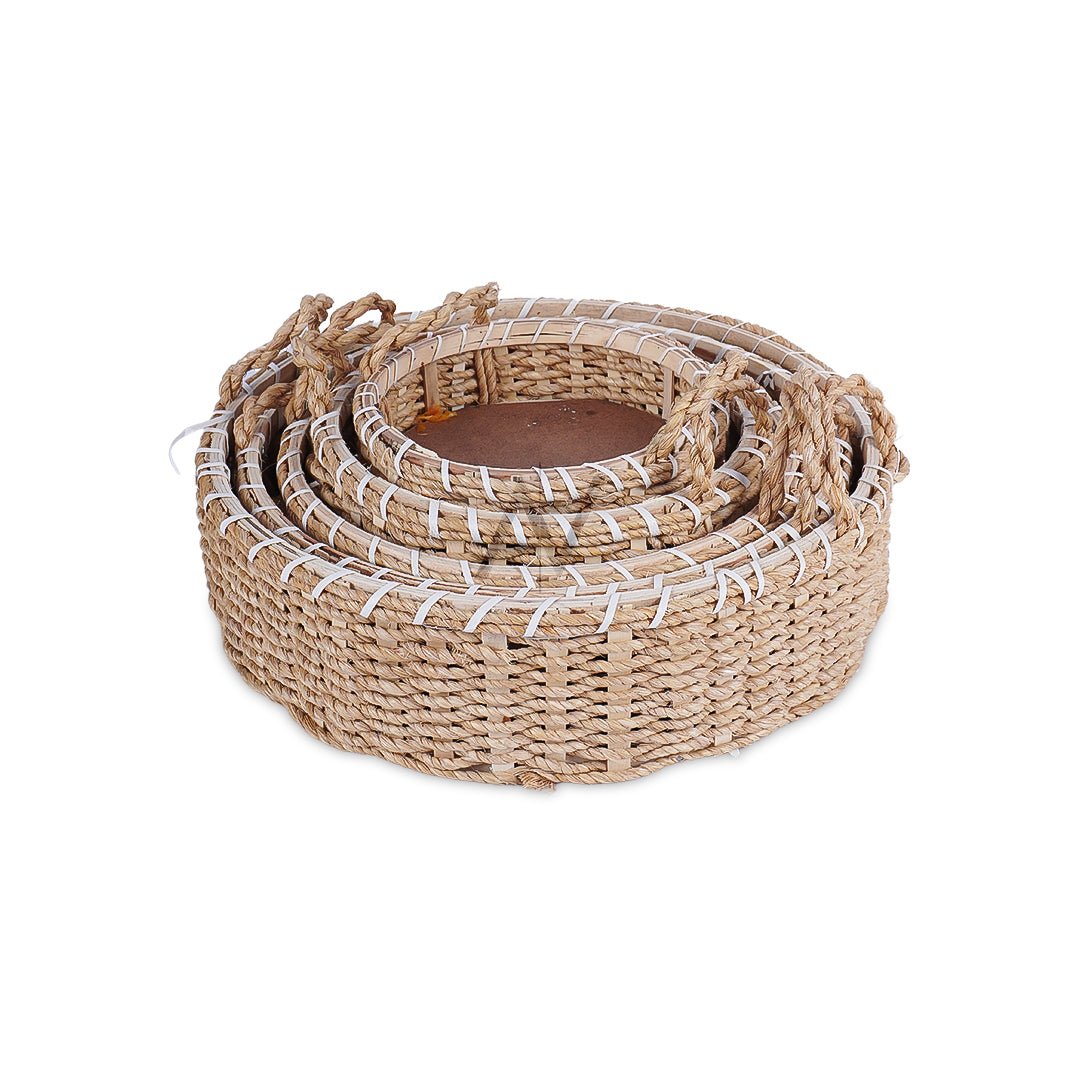 5 Pcs Set - Round Jute Basket - aliakbardecoration