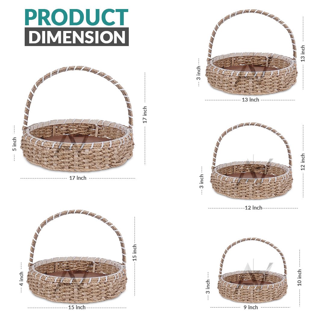 5 pcs Set - Round Jute Basket - aliakbardecoration