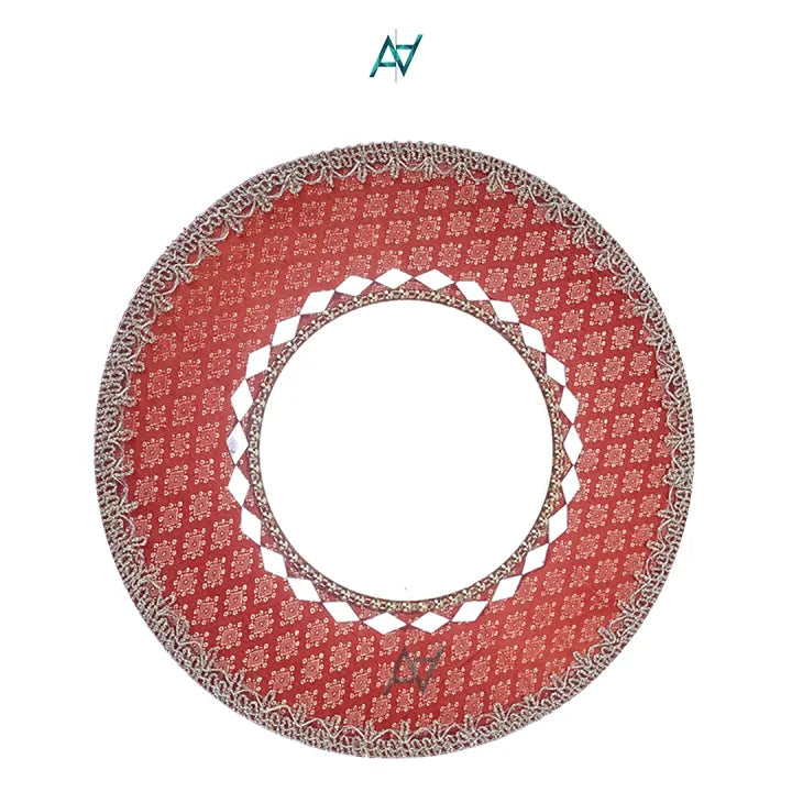 Fancy Round Shaped Jamawar Fabric Decorated Tray For Maiyun, Mehndi, Shadi, Nikkah, Dholki, Decoration