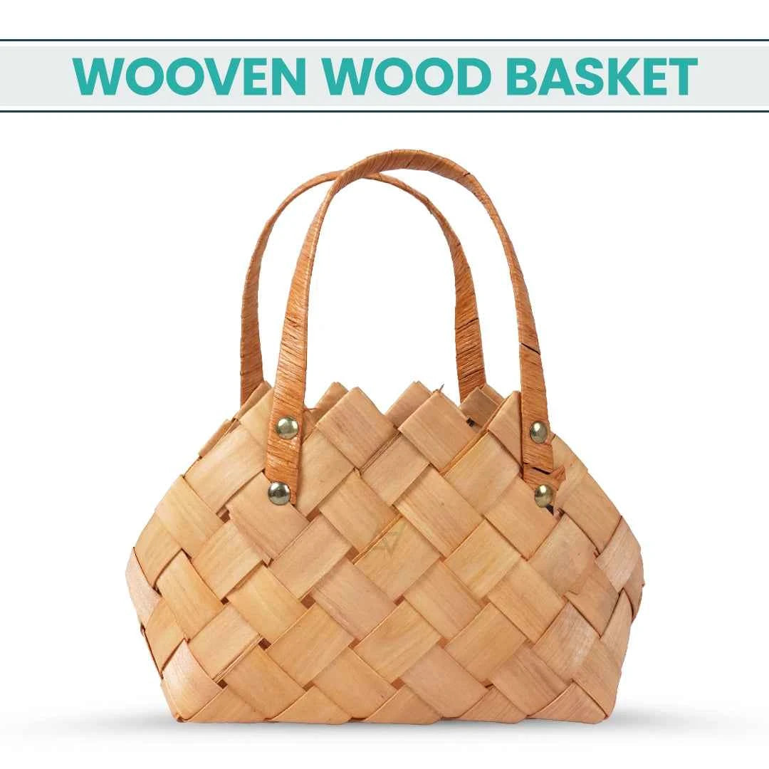 Set of 2 - Wooven Wood Basket