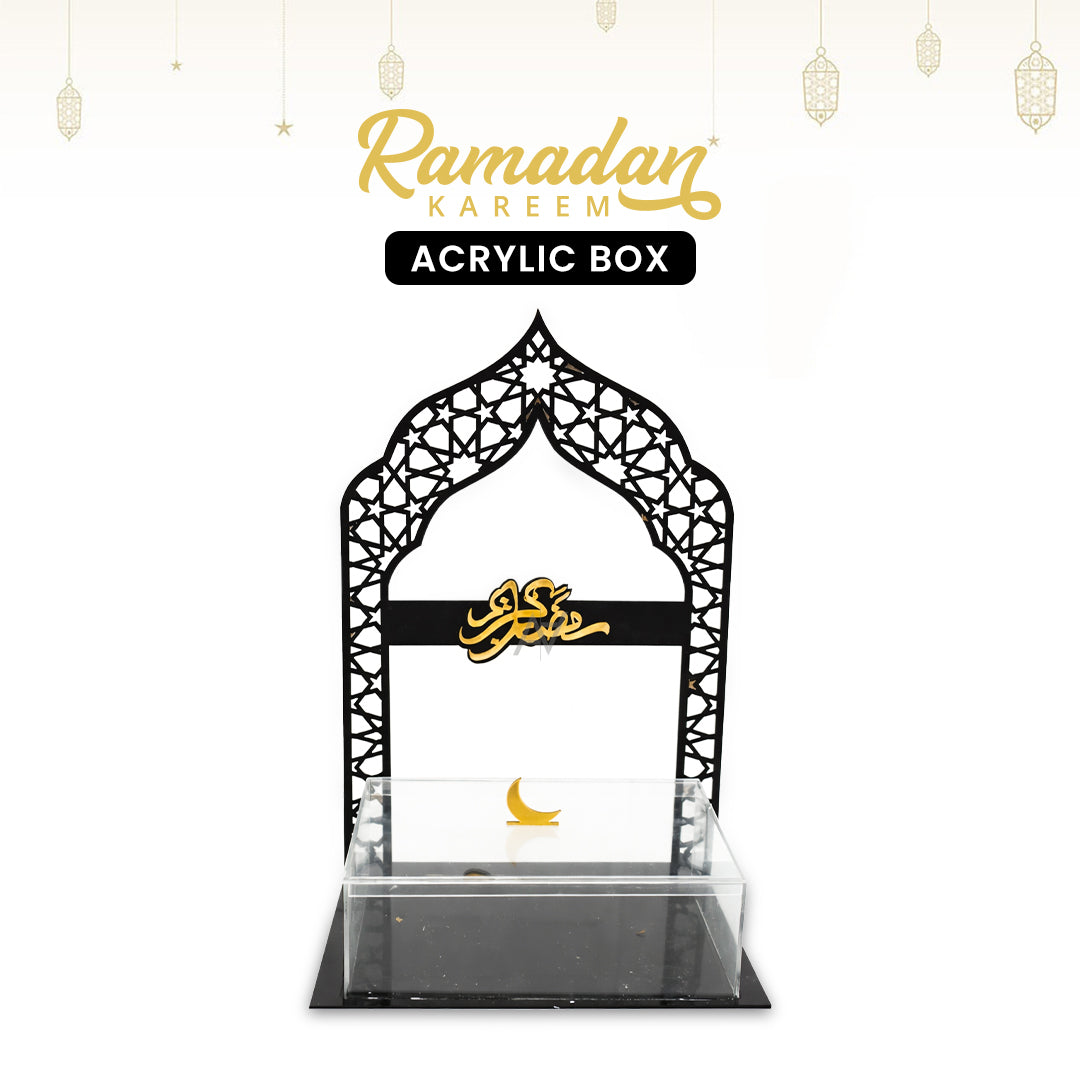 Acrylic Ramadan Mubarak Decorative Box Stand