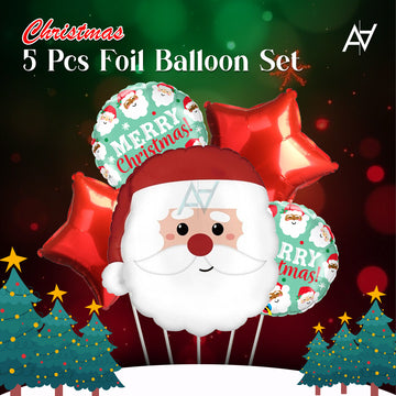 Santa Christmas 5 Pcs Foil Balloon Set