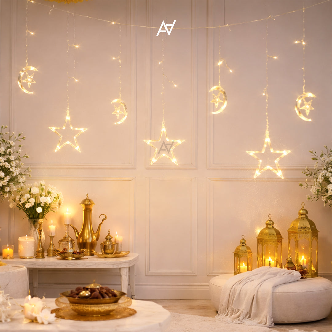 Star Moon Fairy Lights for Ramadan Decorations - Aliakbardecoration
