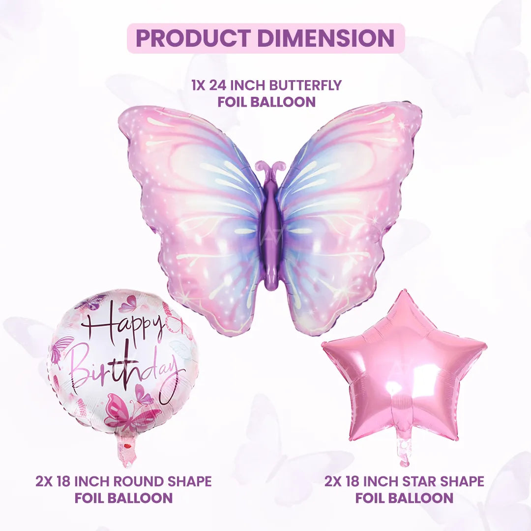 5 Pcs Butterfly Foil Balloon Set - Aliakbardecoration