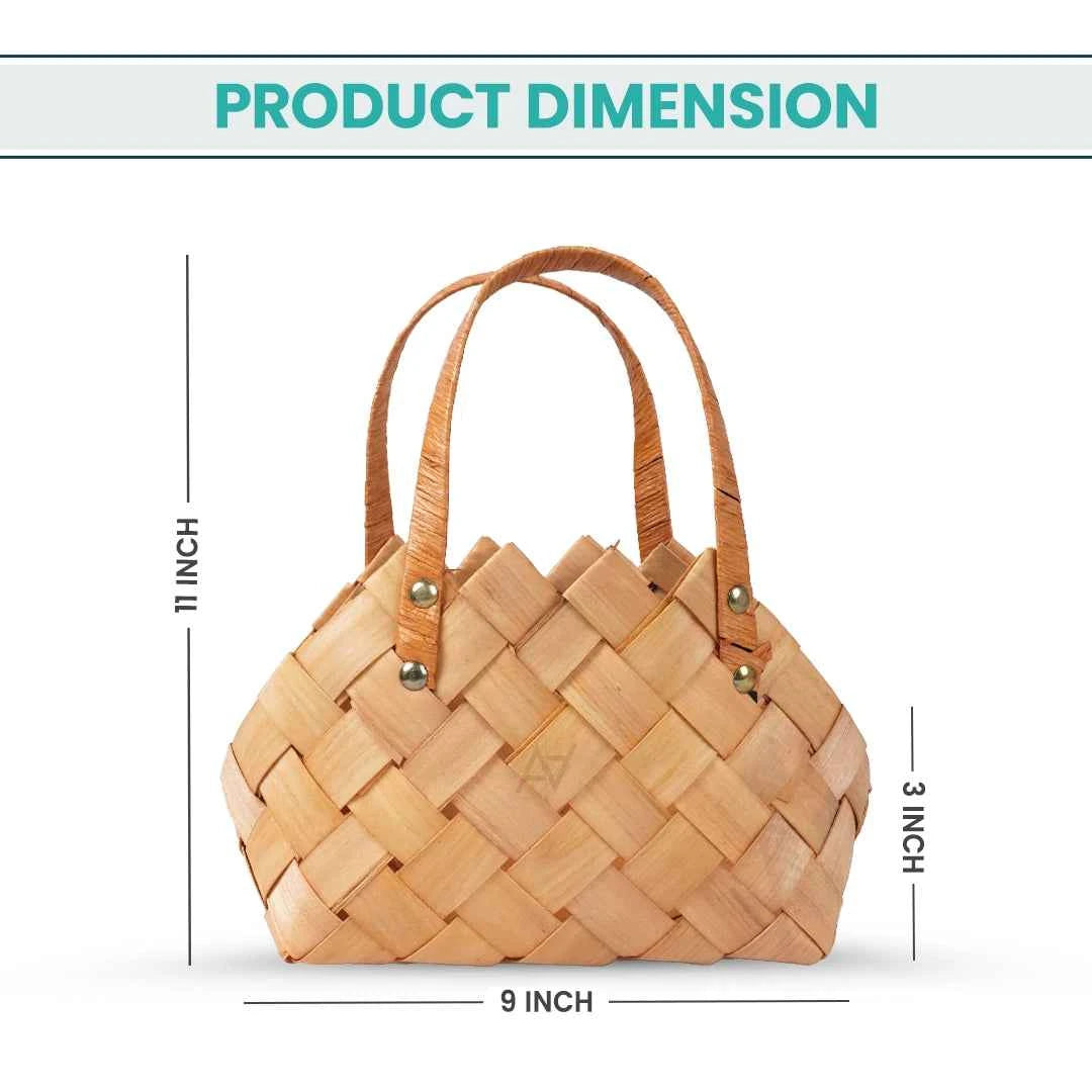 Set of 2 - Wooven Wood Basket