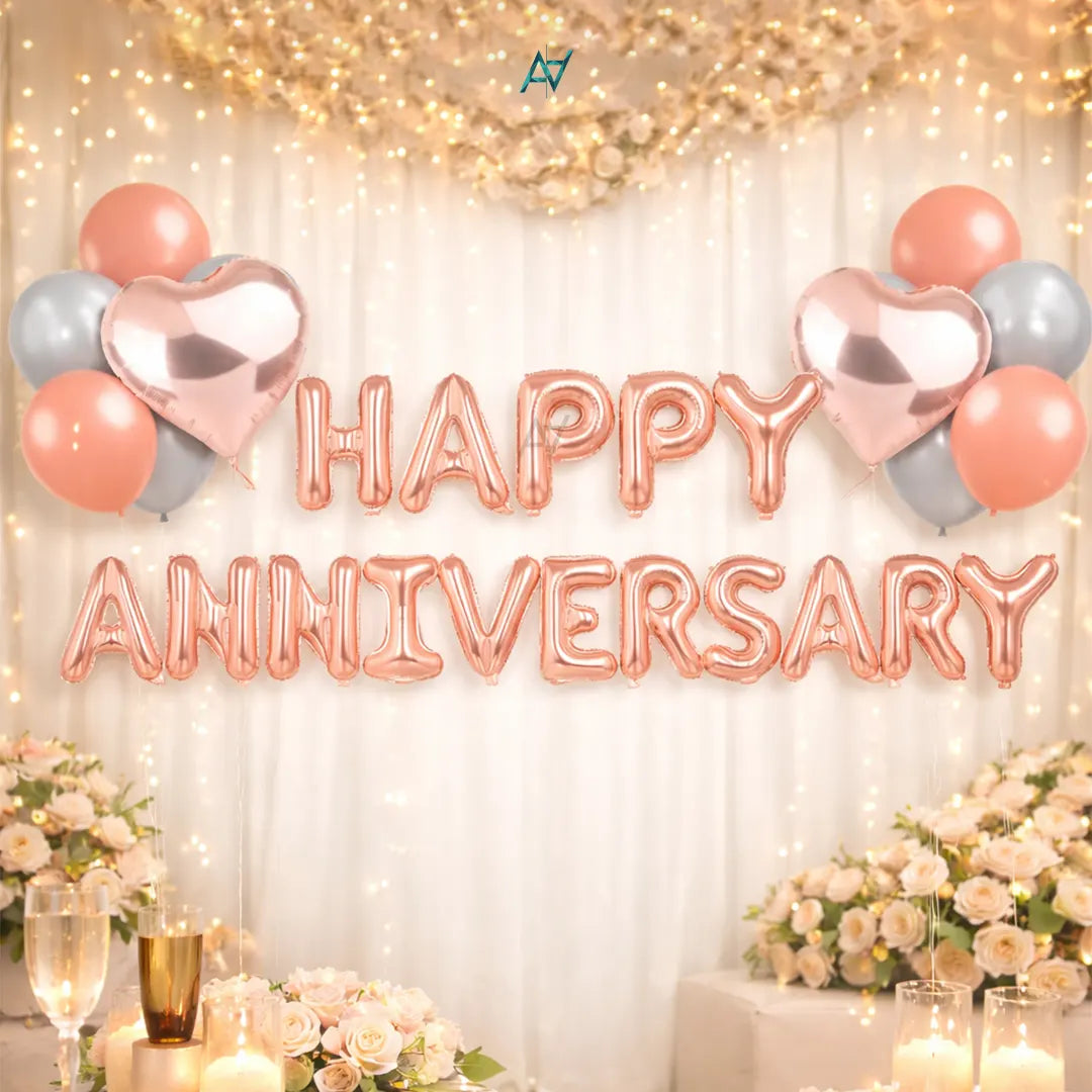 Happy Anniversary Foil Balloons - Aliakbardecoration