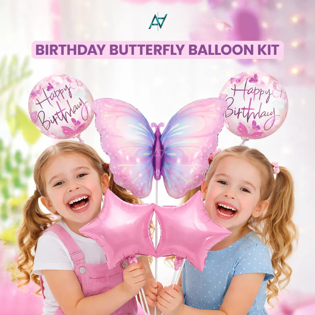 5 Pcs Butterfly Foil Balloon Set - Aliakbardecoration
