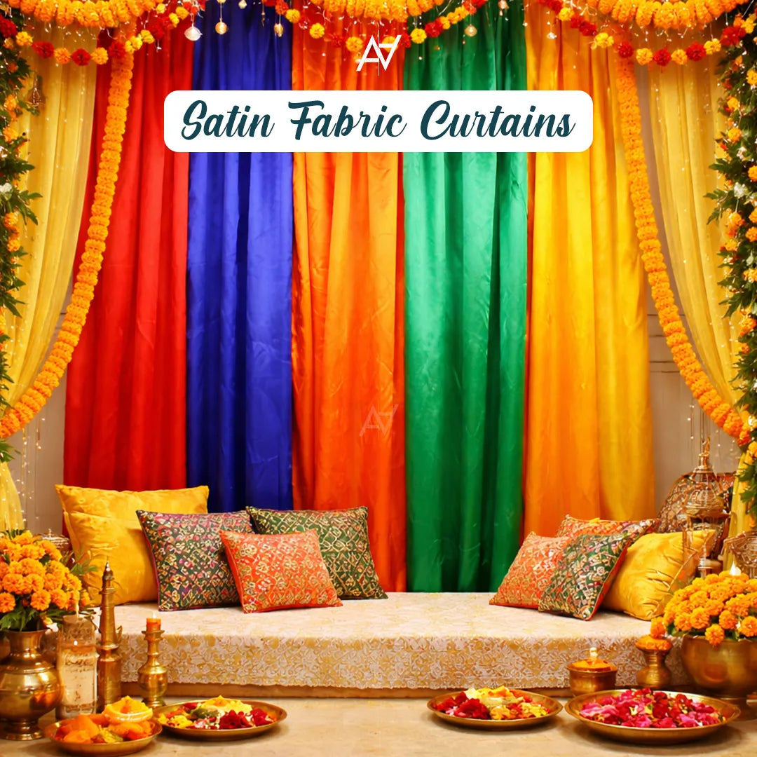 Multicolor Single Satin Curtains - Aliakbardecoration