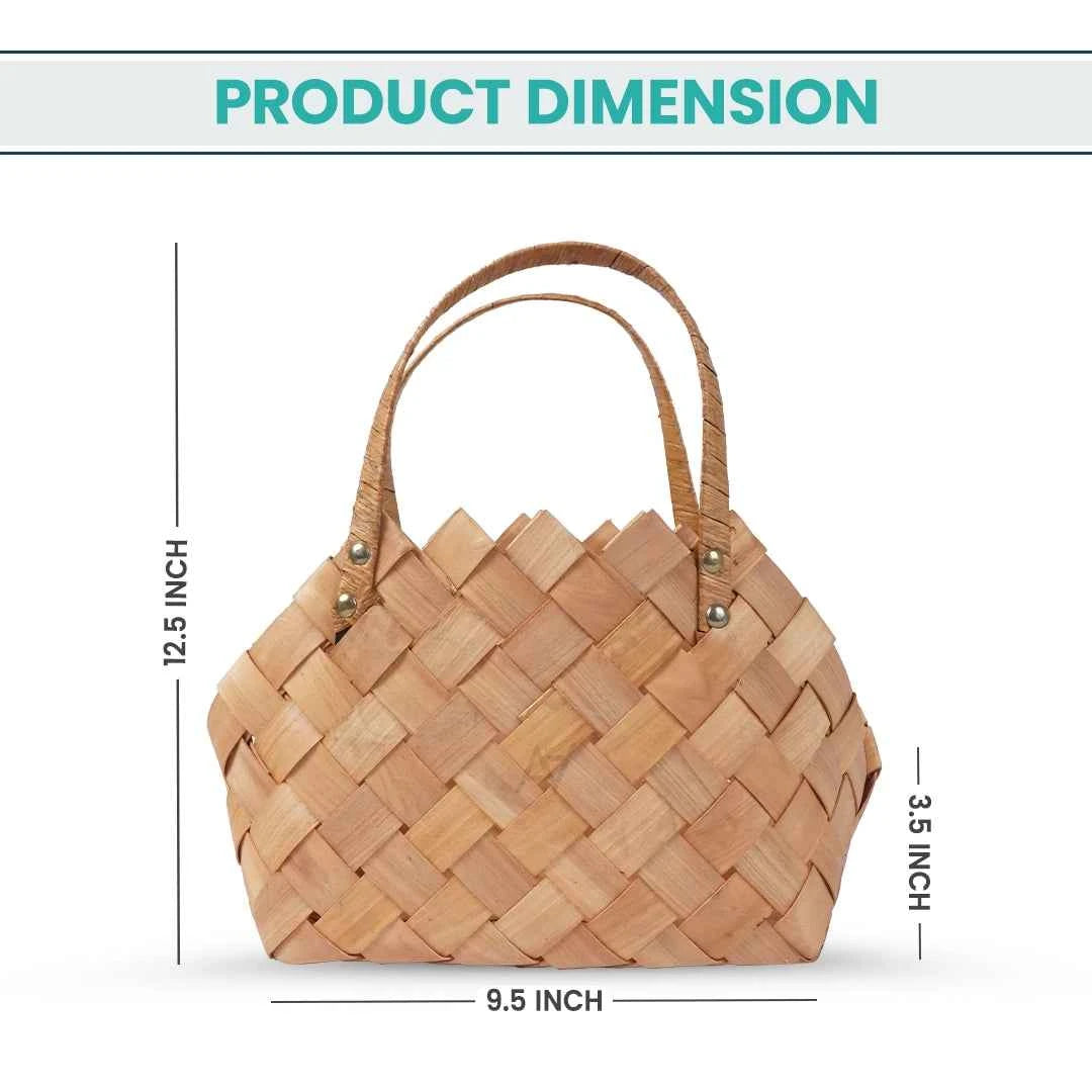 Set of 2 - Wooven Wood Basket