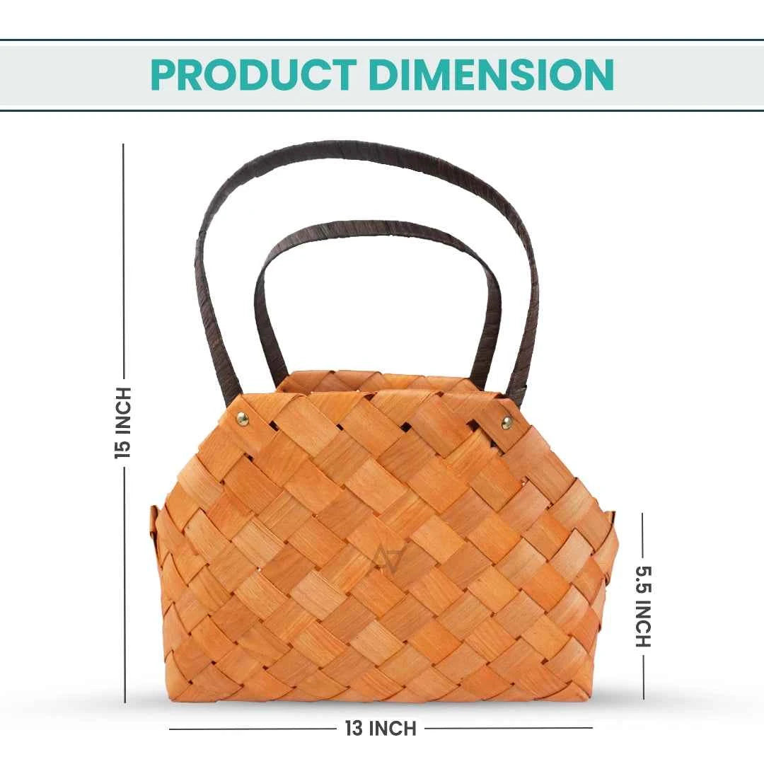 Set of 3 - Wooven Wood Basket