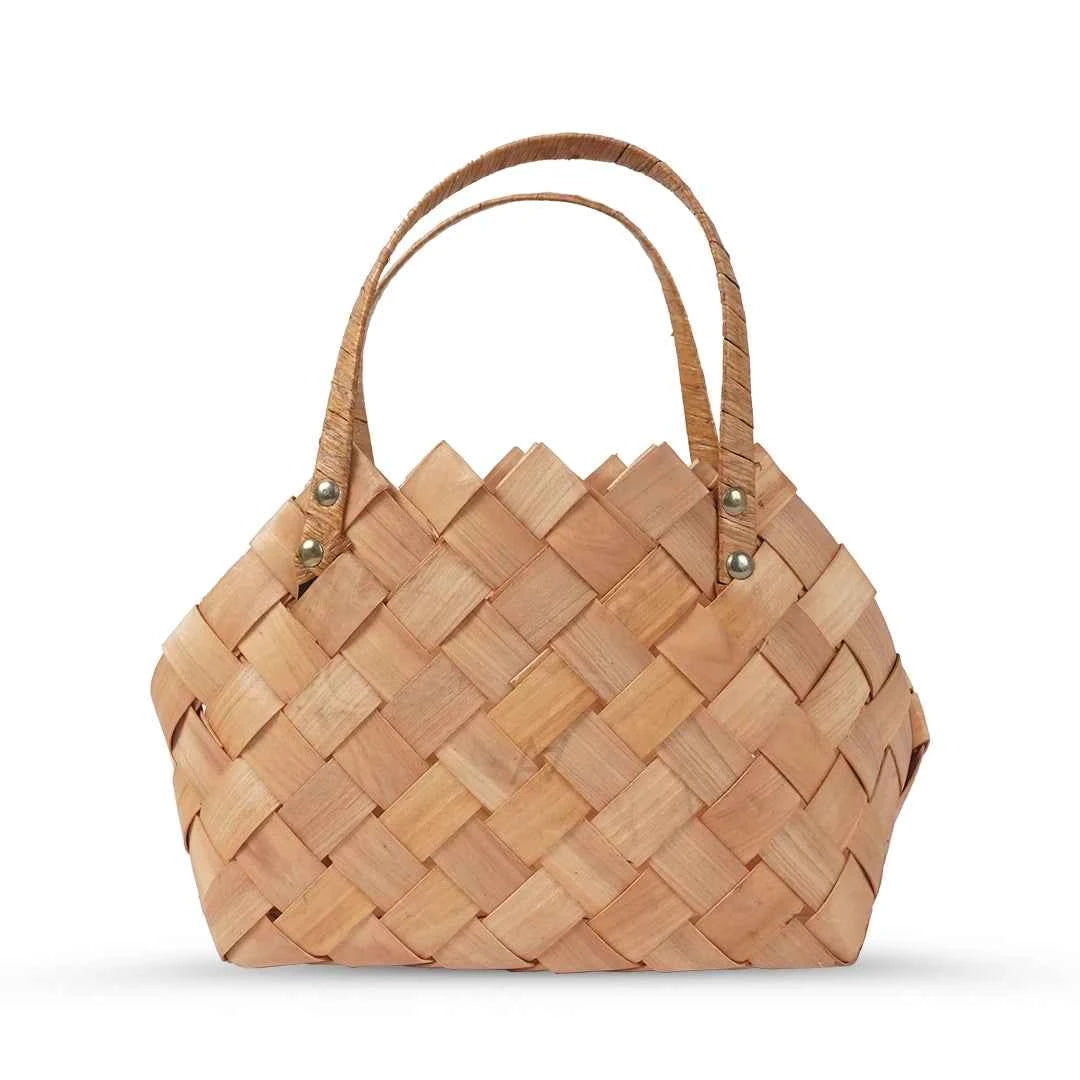 Set of 2 - Wooven Wood Basket