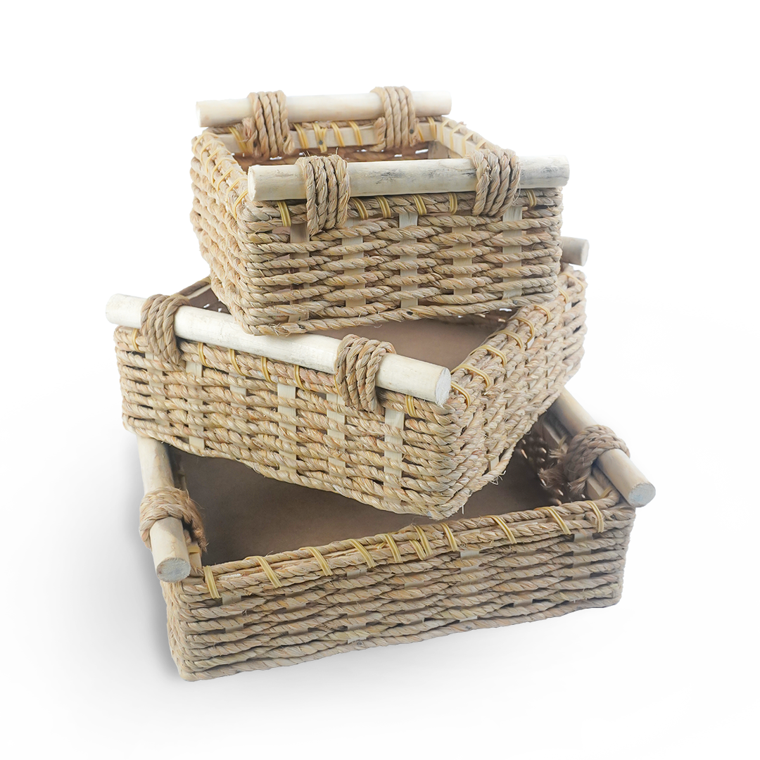 Set of 3 - Square Jute Baskets - Aliakbardecoration