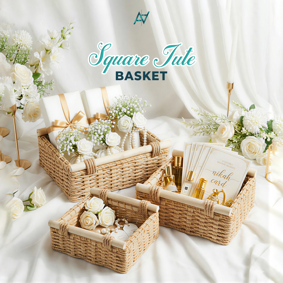 Set of 3 - Square Jute Baskets - Aliakbardecoration