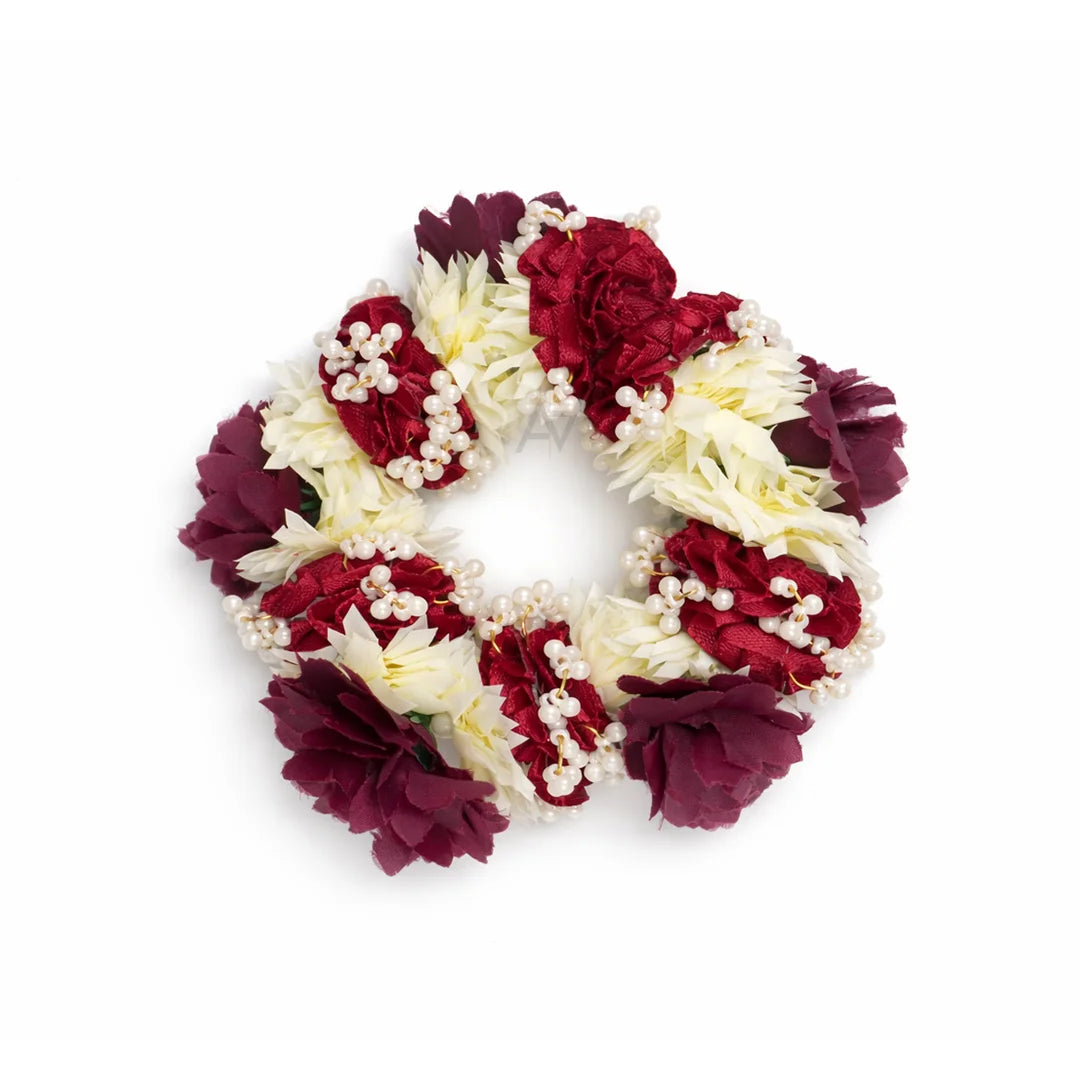 2 Pcs Multi Colors Artificial Flower Hand Bangles - Gajray