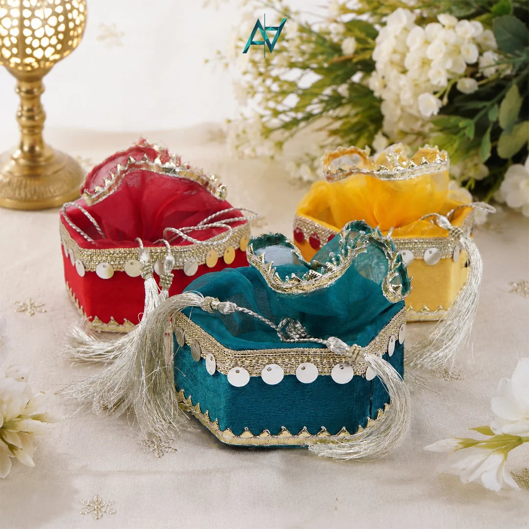 Organza Velvet Potli Gift Box with Tassel