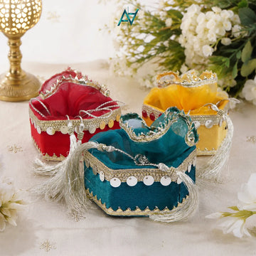 Organza Velvet Potli Gift Box with Tassel