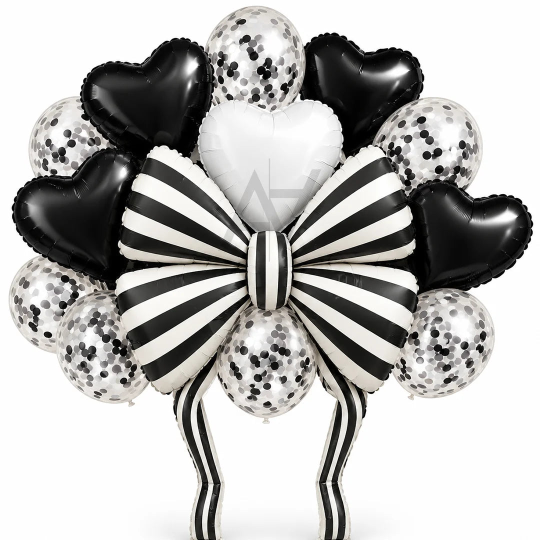 Foil Balloon Decoration Set with Bow &amp; Heart Balloons