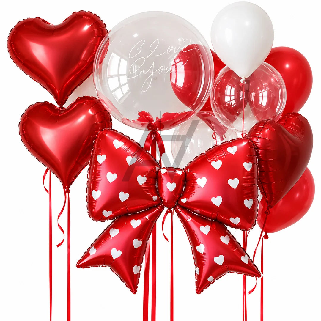 Red Heart & Bow Balloon Decoration Set