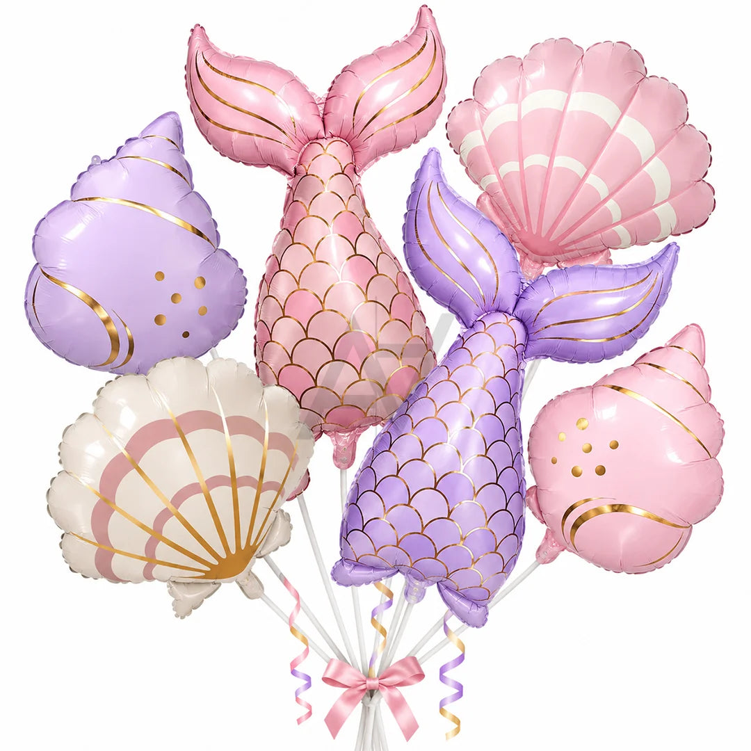Mermaid Foil Balloon Set - 6 pcs
