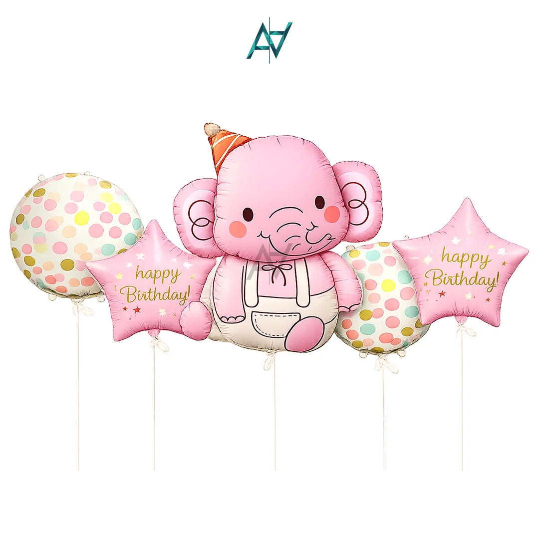 Elephant Theme 5 Pcs Foil Balloon Set