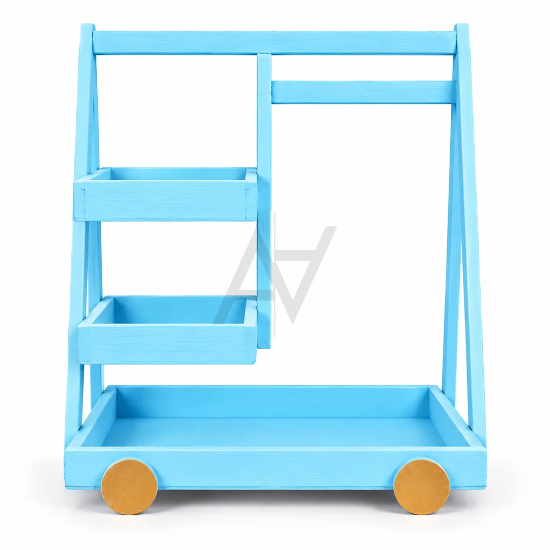 Baby Shower Wooden 3-Tier Display Cart – Pink & Blue