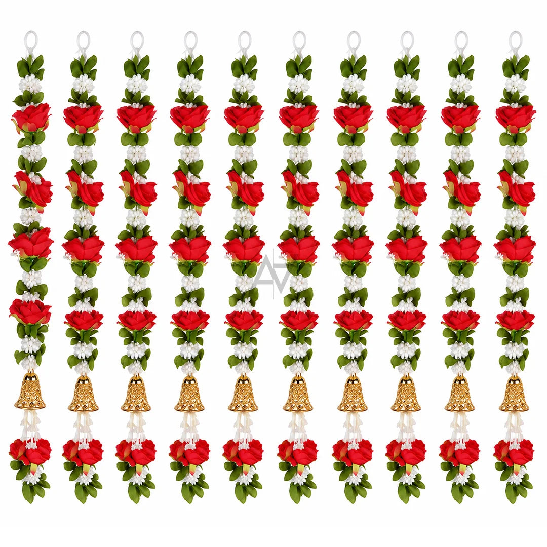 Artificial Red & White Flower Hanging Garland