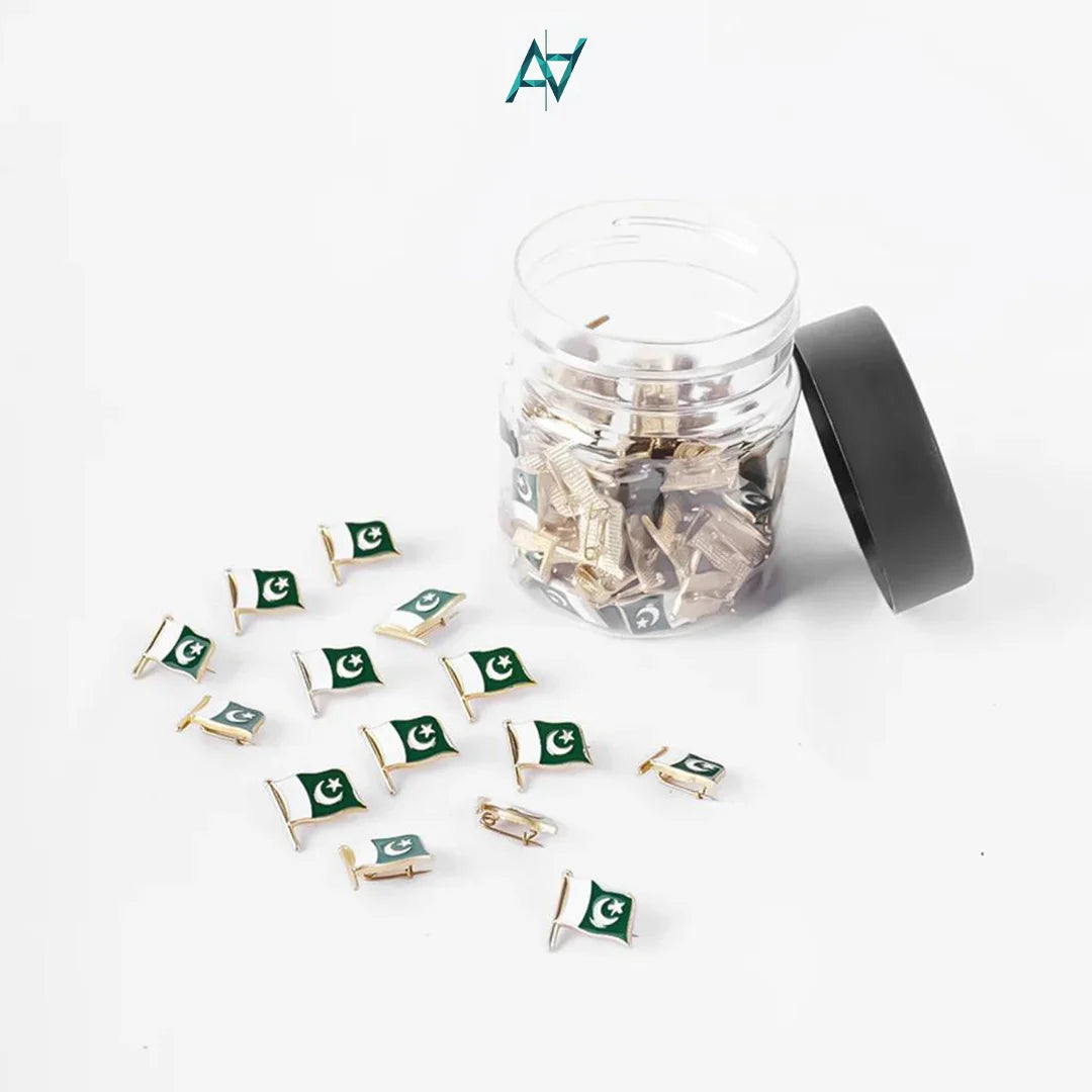 Pack of 100 Pakistan Badges – Independence Day Flag Pins for 14 August Celebrations