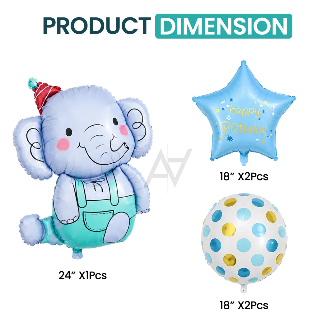 Elephant Foil Balloon Set -  5 Pcs
