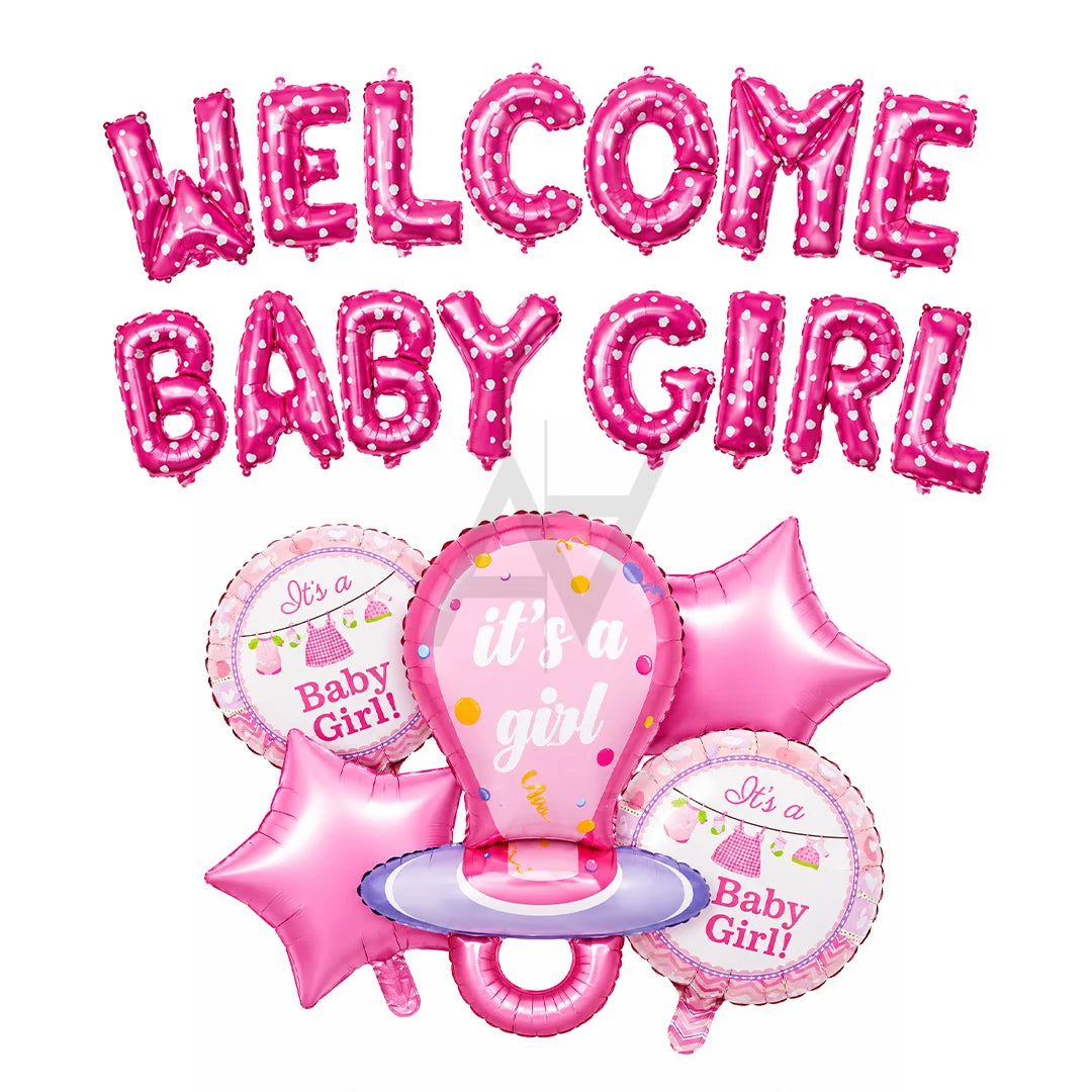 Welcome Baby Girl Decoration Kit - Baby Shower