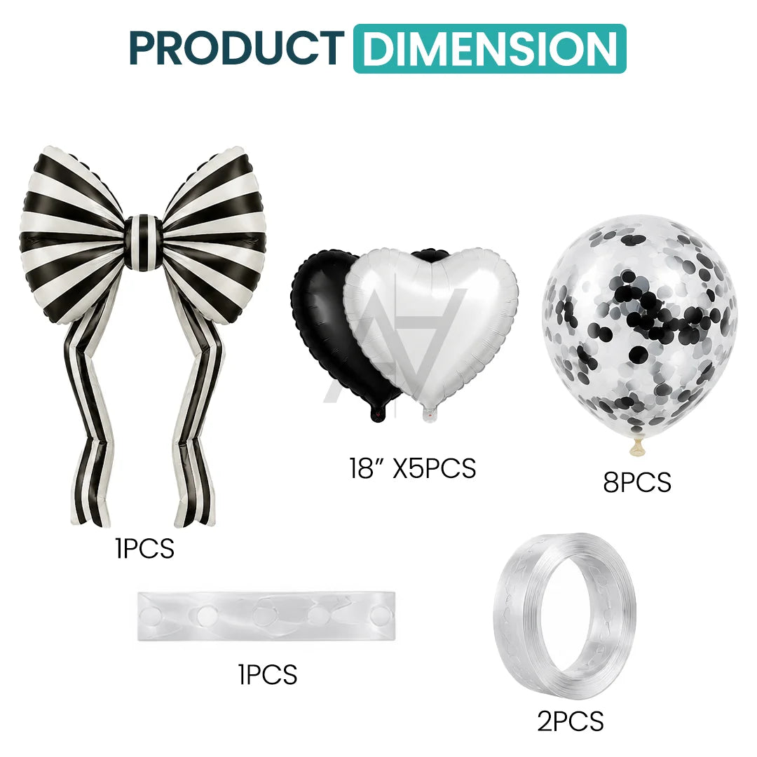 Foil Balloon Decoration Set with Bow &amp; Heart Balloons