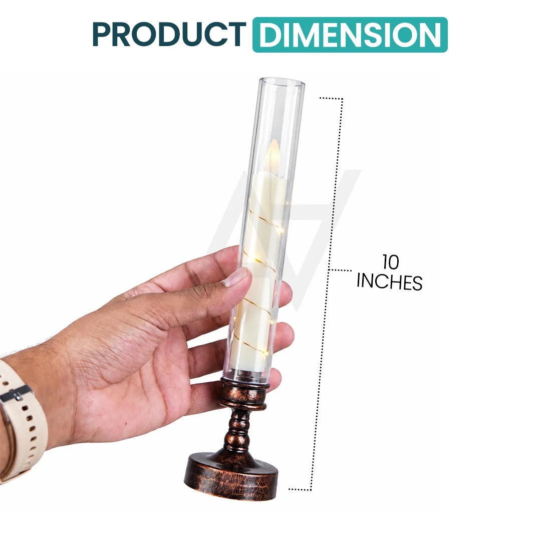 Decorative LED Candle Lamp with Glass Tube – 10 Inch