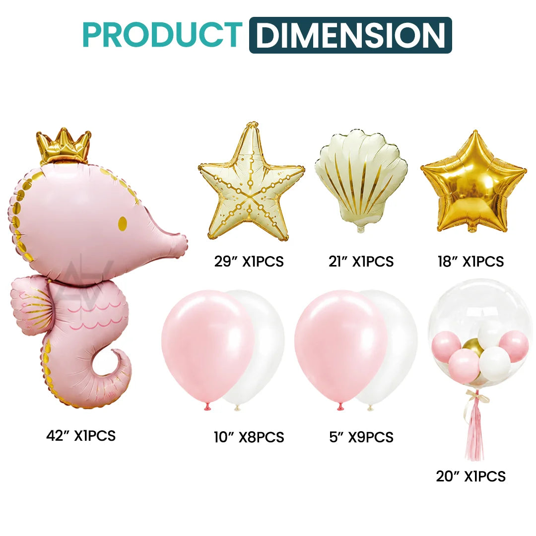 Seahorse Foil Balloons - 22 pcs Set