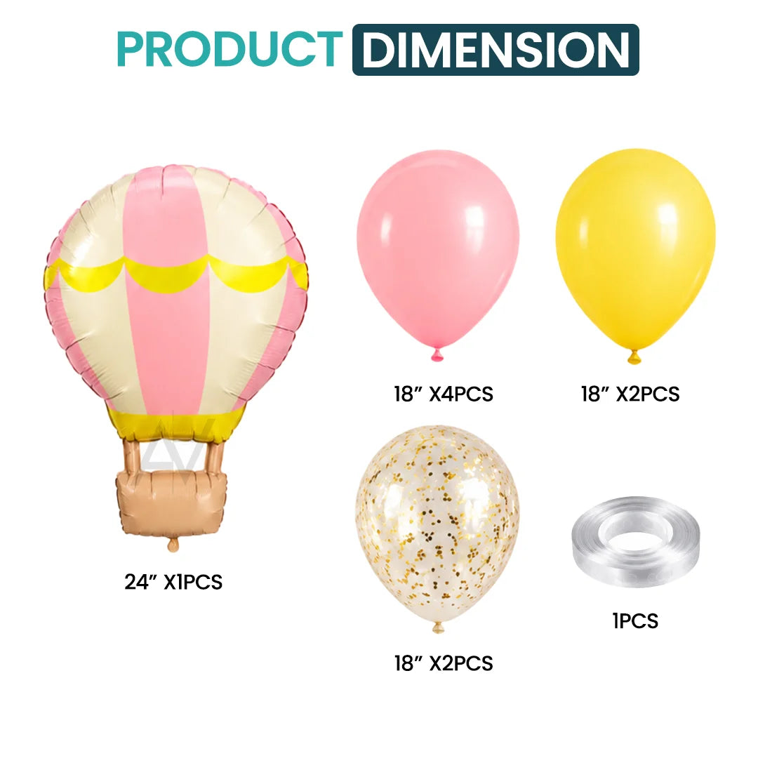 Hot Air Balloon Foil Balloon Set - 9 Pcs Set