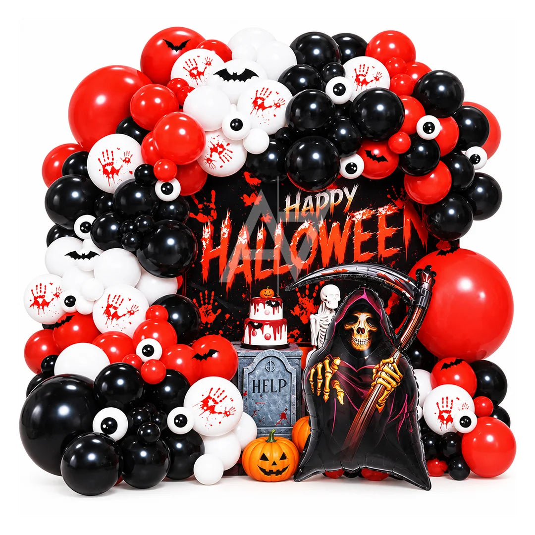 Happy Halloween Skeleton & Reaper Decoration Kit