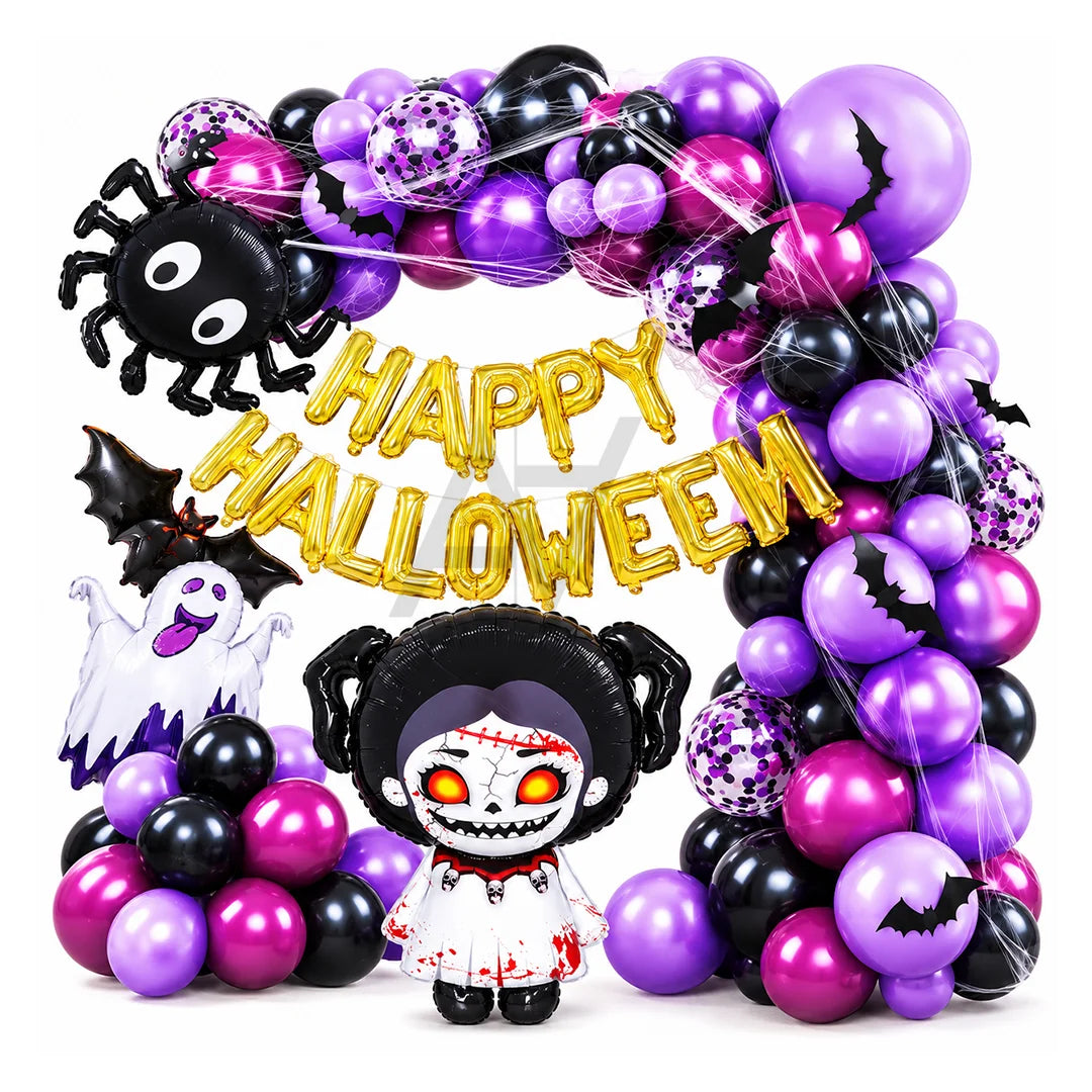 Happy Halloween Purple Spider Decoration Kit