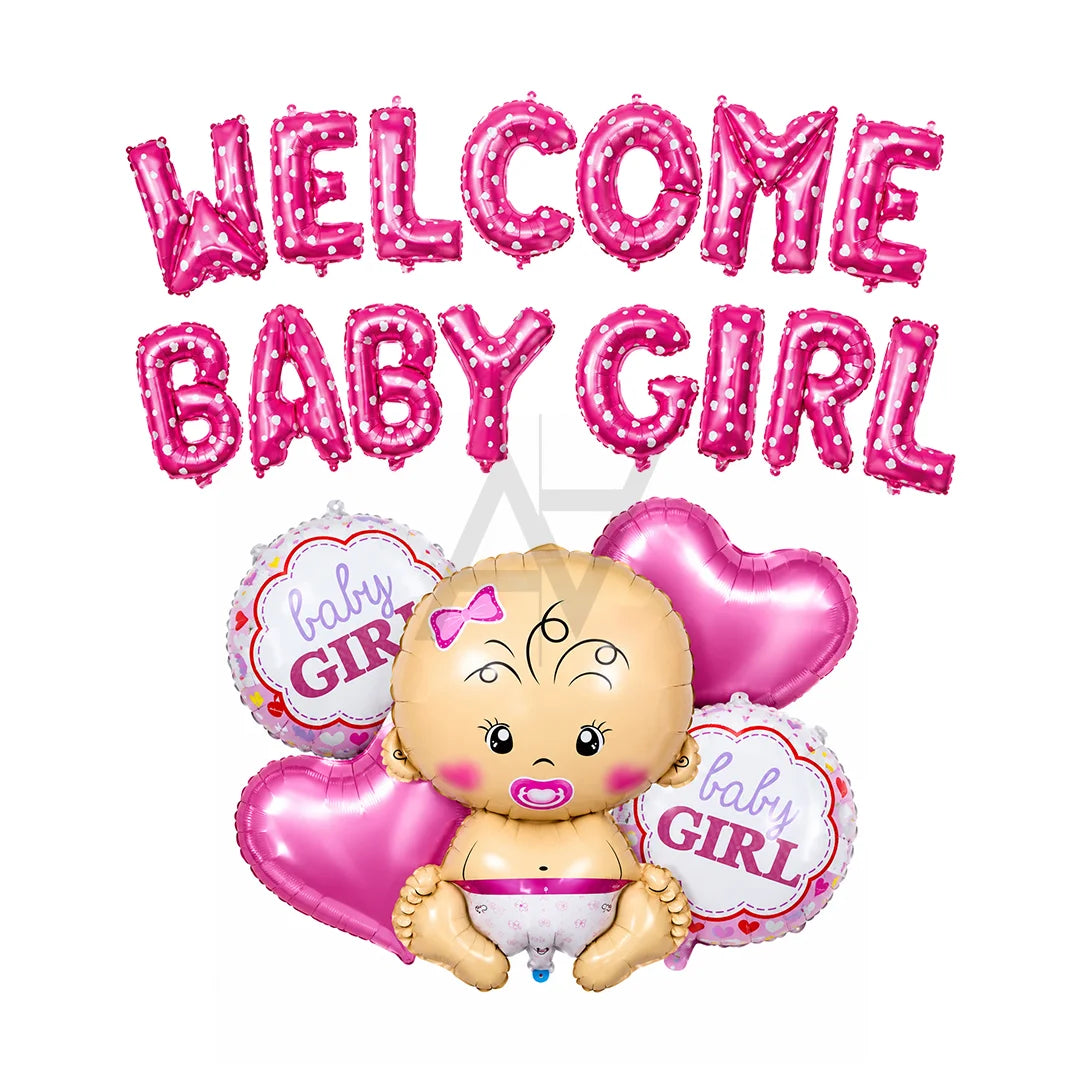Welcome Baby Girl Decoration Kit - Baby Shower