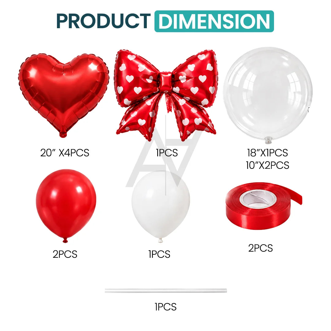 Red Heart & Bow Balloon Decoration Set