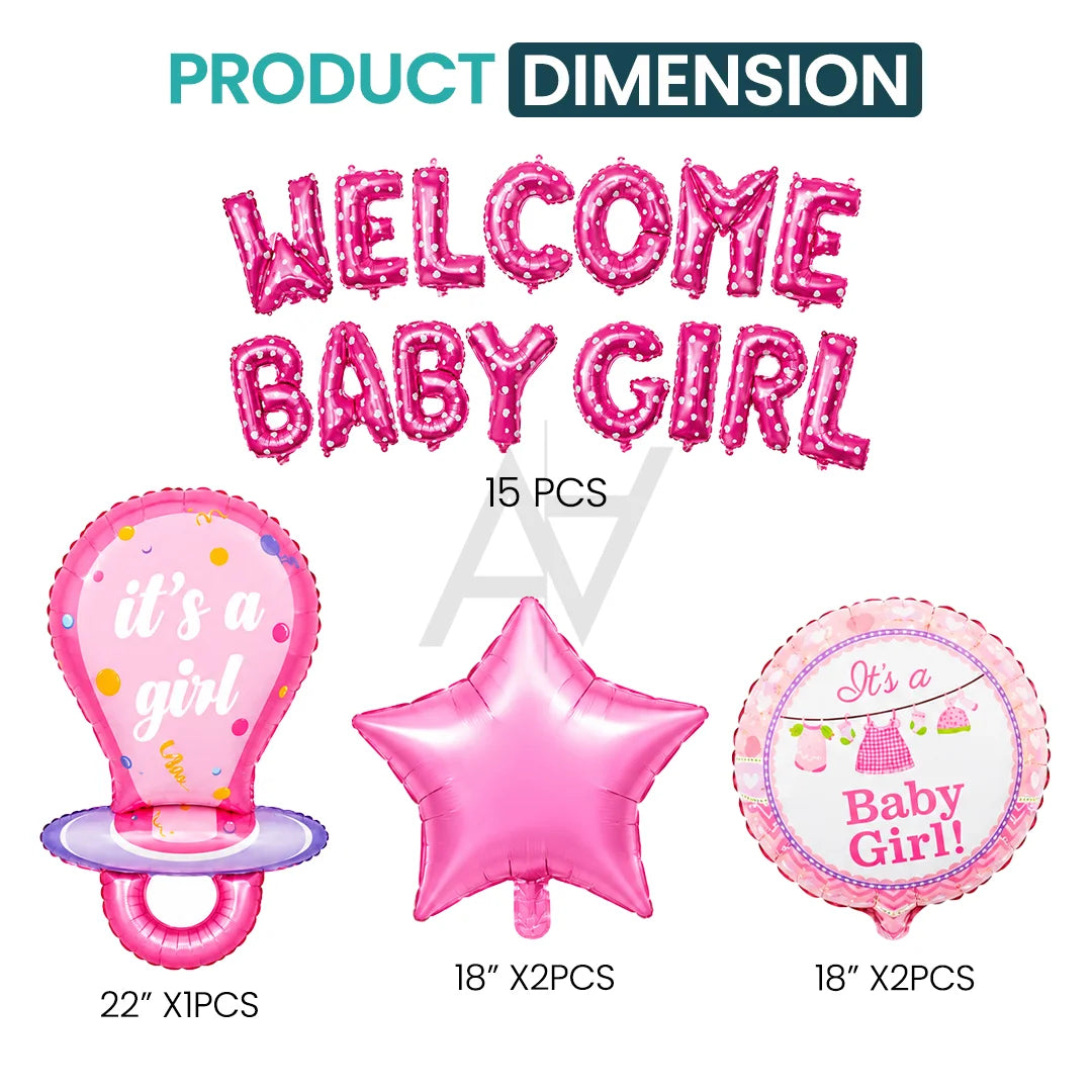 Welcome Baby Girl Decoration Kit - Baby Shower