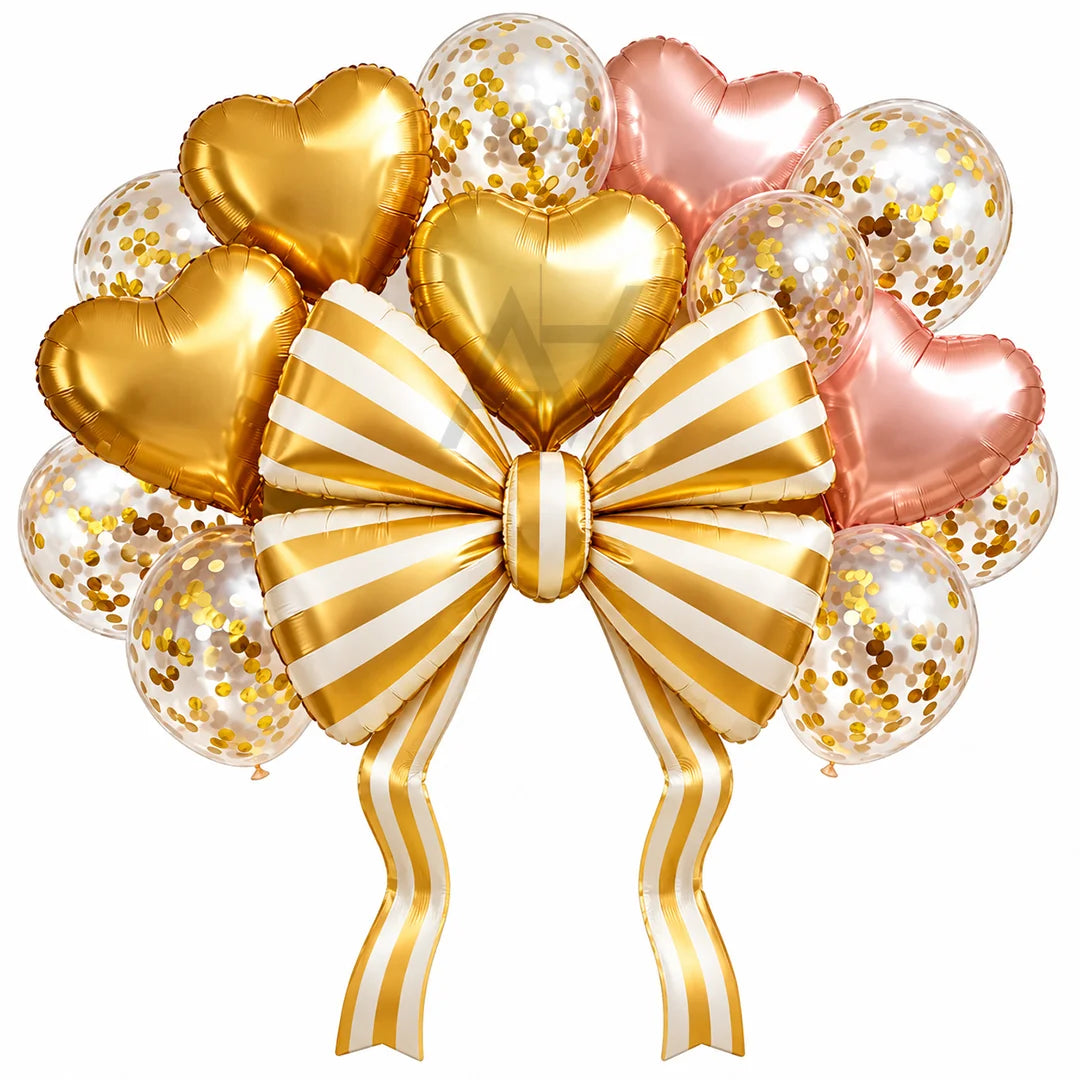 Foil Balloon Decoration Set with Bow &amp; Heart Balloons