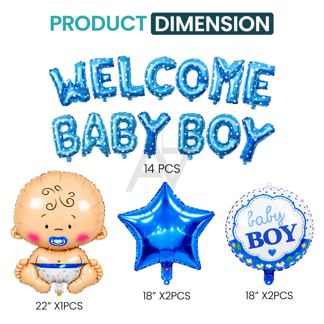 Welcome Baby Boy Decoration Kit - Baby Shower