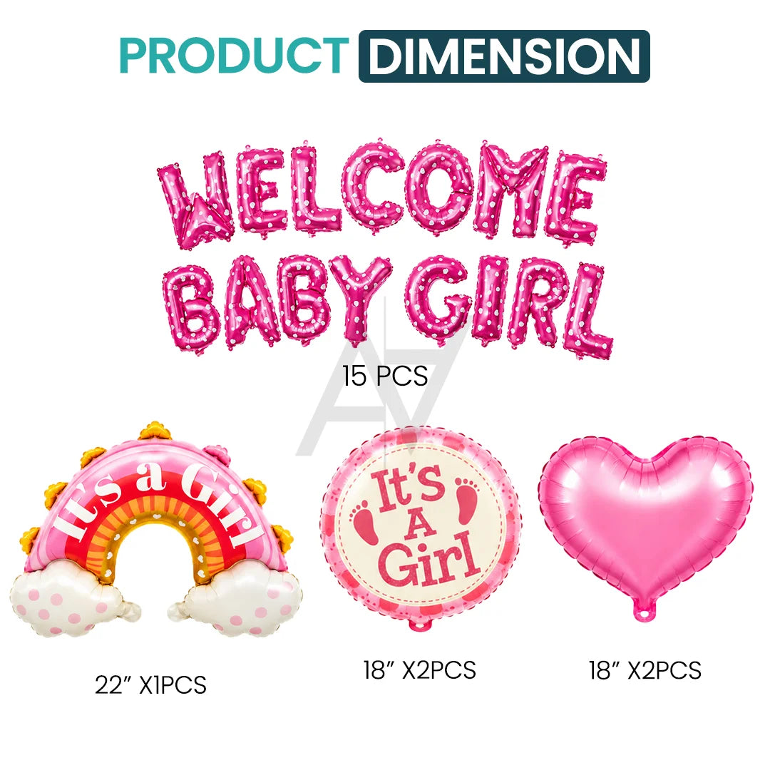 Welcome Baby Girl Decoration Kit - Baby Shower