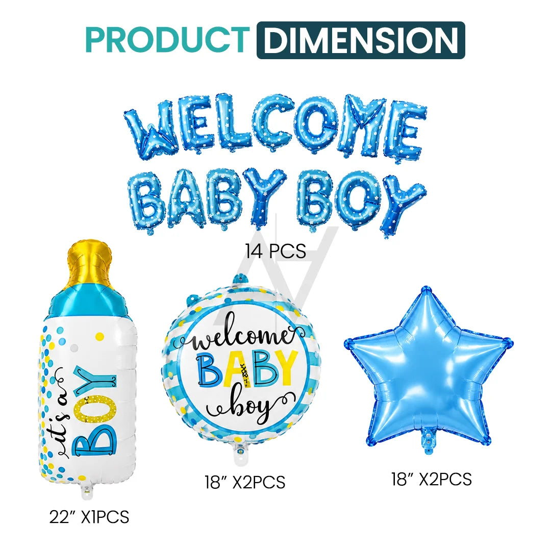 Welcome Baby Boy Decoration Kit - Baby Shower