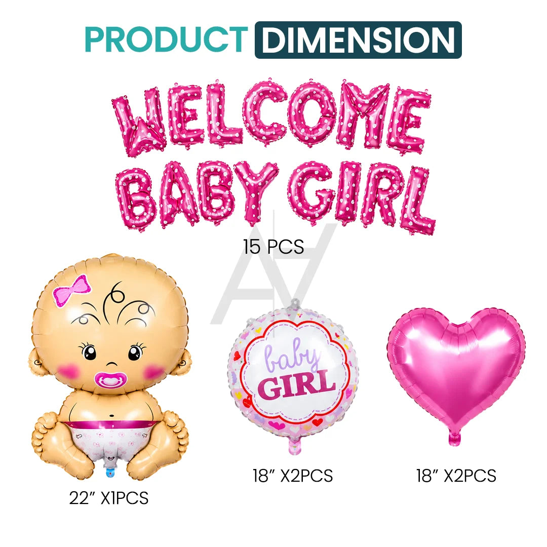 Welcome Baby Girl Decoration Kit - Baby Shower