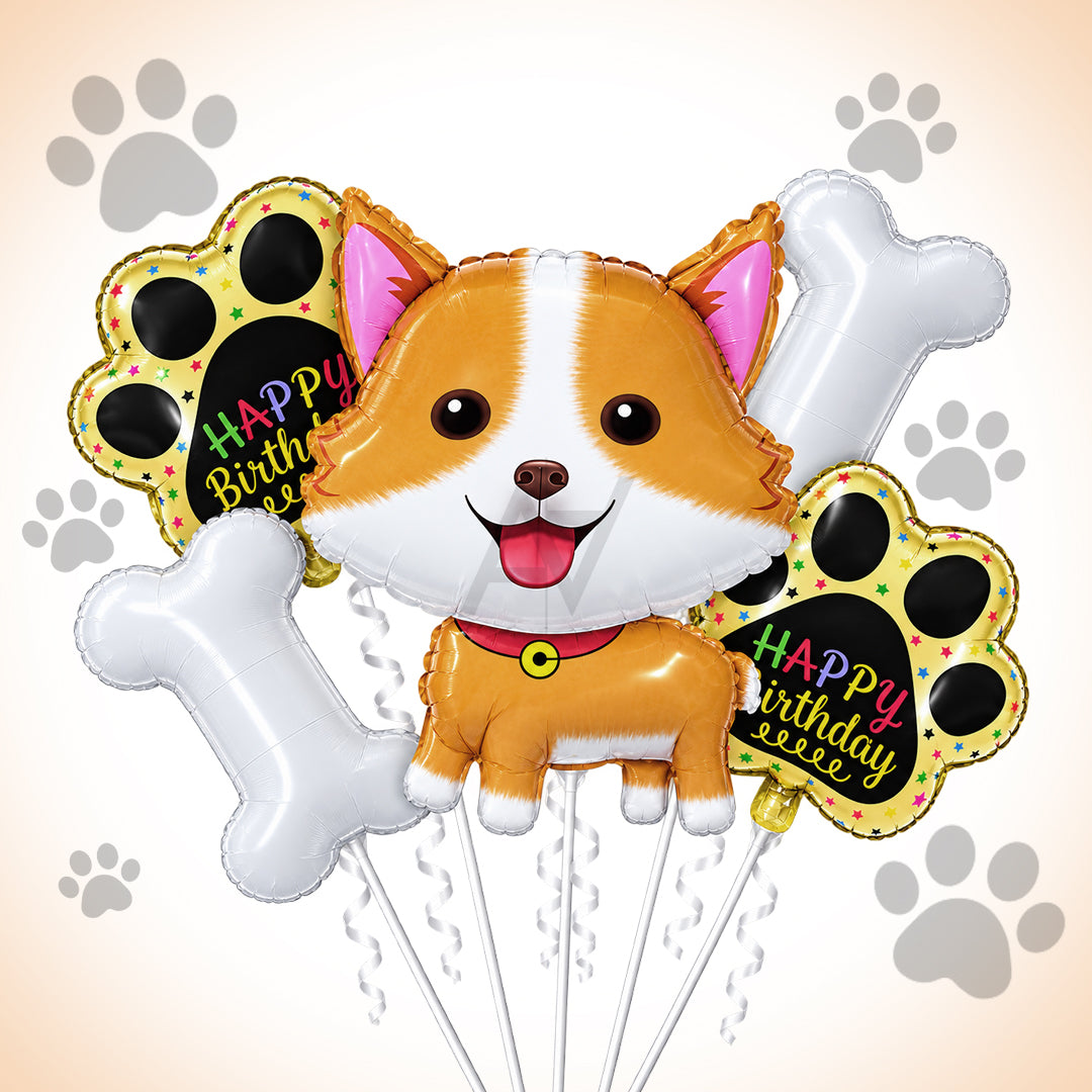 Cat Theme Foil Balloon Set - 5 pcs Set