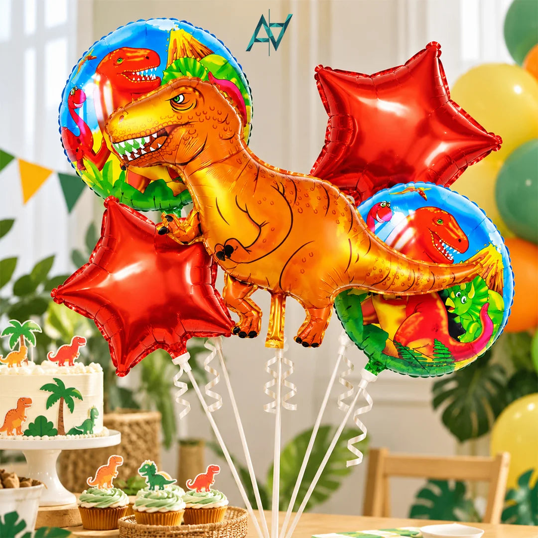 Dinosaur Foil Balloon Set - 5 pcs Set