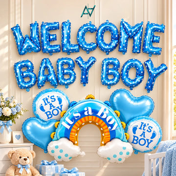 Welcome Baby Boy Decoration Kit - Baby Shower